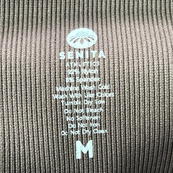 New Senita Athletics Womens Medium Ribbed Shakti Pants Leggings Brown Workout - Picture 5 of 8